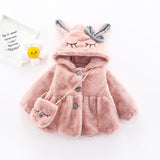 Girls Plush Coat With Stylist Purse