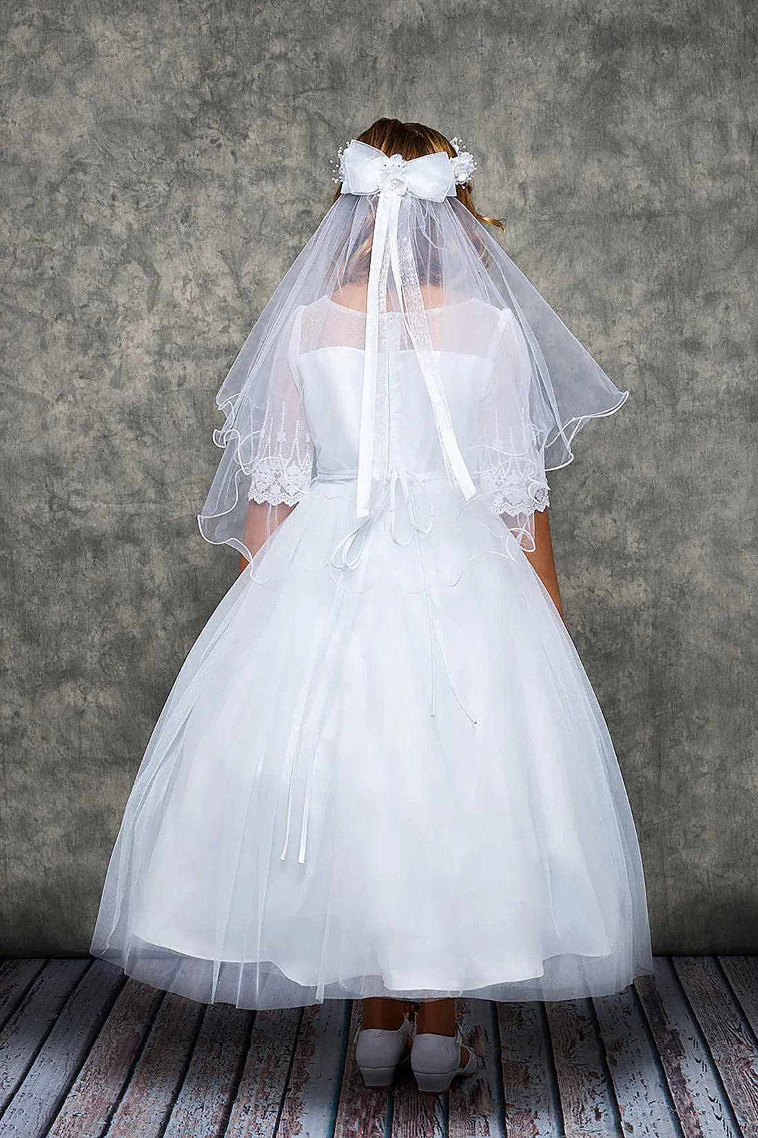 KD462- Embroidery Mesh Half Sleeve Dress