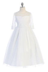 KD462- Embroidery Mesh Half Sleeve Dress