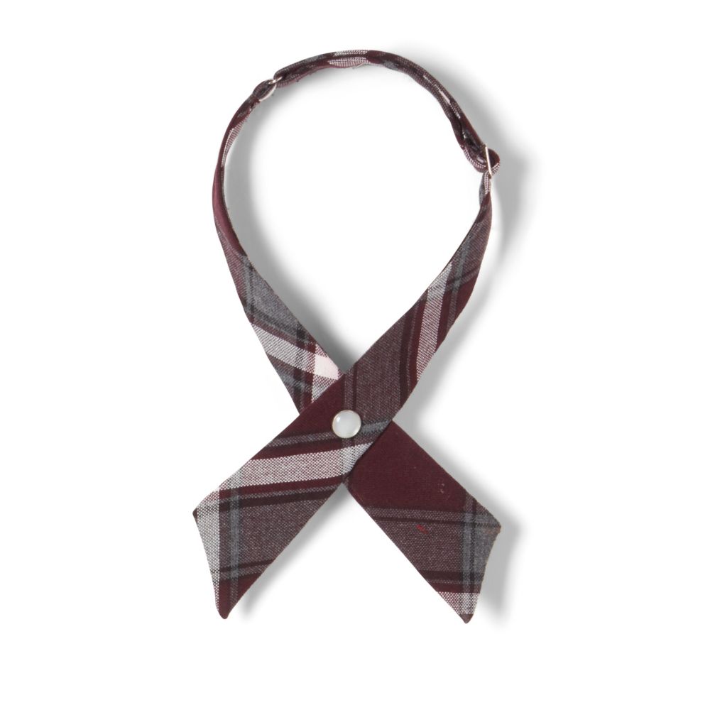 Girls Cross Tie Burgandy/Plaid -ADC-R