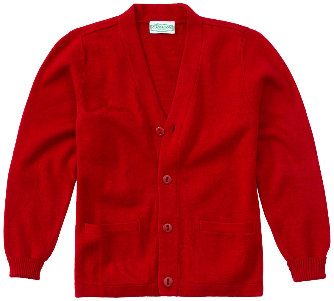 RED KNIT CARDIGAN SWEATER