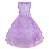 Kids Flower Dress for Girls Embroidered Pageant Bridesmaid Wedding Party Dress Ball Gown Princess Formal Occassion Long Dresses - Growing Kids