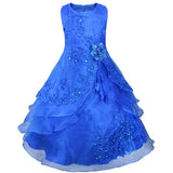 Kids Flower Dress for Girls Embroidered Pageant Bridesmaid Wedding Party Dress Ball Gown Princess Formal Occassion Long Dresses - Growing Kids