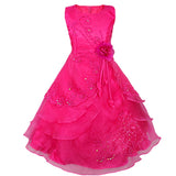 Kids Flower Dress for Girls Embroidered Pageant Bridesmaid Wedding Party Dress Ball Gown Princess Formal Occassion Long Dresses - Growing Kids