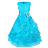 Kids Flower Dress for Girls Embroidered Pageant Bridesmaid Wedding Party Dress Ball Gown Princess Formal Occassion Long Dresses - Growing Kids