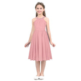 Kids Girls Children Teens Sleeveless Flower Shaped Rhinestone Chiffon Dress Elegant Party Pageant Formal Wedding Princess Dress