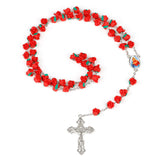 New Arrival 8mm Polymer Clay Rose Beads Rosary Catholic Necklace With Holy Soil Medal Crucifix Prayer Religious Cross Necklaces - Growing Kids