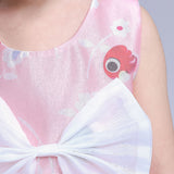 New Chiffon Girl Dresses Front Big Bow Pink Children Party Wedding Costume Dress Sleeveless Cartoon Print Vestido Clothes 3-8Yrs - Growing Kids