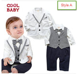New Infant Baby Boy Suit Clothing Set Black Gentleman Style Long Sleeve Romper+jacket Suit Menino De Roupas De Bebe Christening - Growing Kids