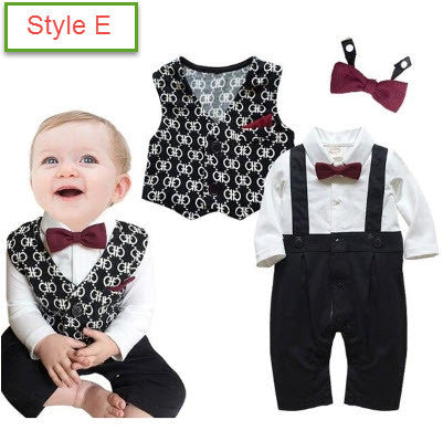 New Infant Baby Boy Suit Clothing Set Black Gentleman Style Long Sleeve Romper+jacket Suit Menino De Roupas De Bebe Christening - Growing Kids