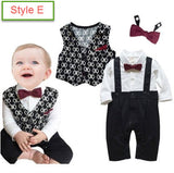 New Infant Baby Boy Suit Clothing Set Black Gentleman Style Long Sleeve Romper+jacket Suit Menino De Roupas De Bebe Christening - Growing Kids