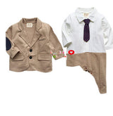 New Infant Baby Boy Suit Clothing Set Black Gentleman Style Long Sleeve Romper+jacket Suit Menino De Roupas De Bebe Christening - Growing Kids