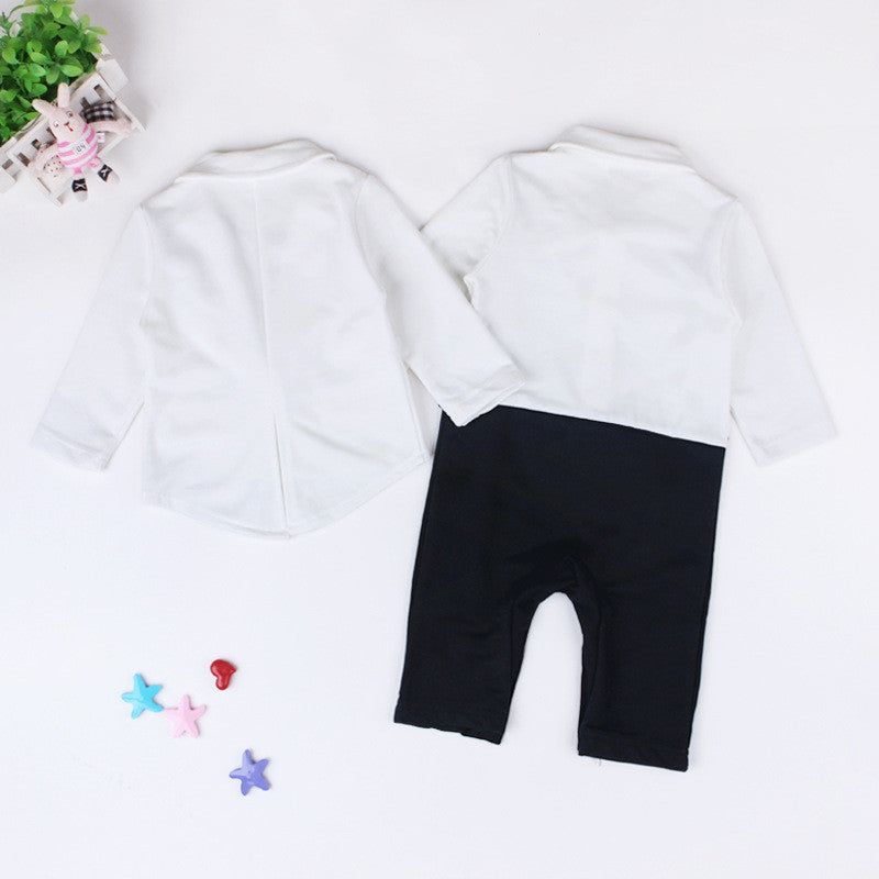 New Infant Baby Boy Suit Clothing Set Black Gentleman Style Long Sleeve Romper+jacket Suit Menino De Roupas De Bebe Christening - Growing Kids
