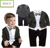 New Infant Baby Boy Suit Clothing Set Black Gentleman Style Long Sleeve Romper+jacket Suit Menino De Roupas De Bebe Christening - Growing Kids