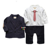New Infant Baby Boy Suit Clothing Set Black Gentleman Style Long Sleeve Romper+jacket Suit Menino De Roupas De Bebe Christening - Growing Kids