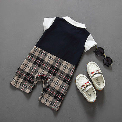 Newborn BABYGROW Baby Boy Clothes New Christening Formal Party Bodysuit Outfit Gift short Sleeve Summer 6 9 12 18 24 Monthes - Growing Kids