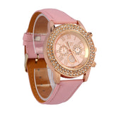 Luca's Al -Vogue Fashion Citizen watch Waterproof High Women Ladies Crystal Dial Quartz Analog Leather Witcher Bracelet Wrist Watch - Growing Kids