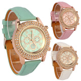 Luca's Al -Vogue Fashion Citizen watch Waterproof High Women Ladies Crystal Dial Quartz Analog Leather Witcher Bracelet Wrist Watch - Growing Kids